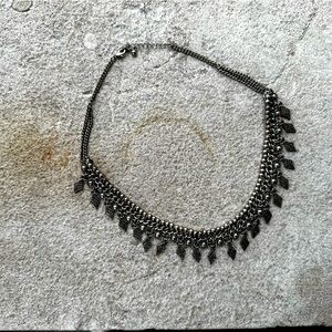 Boho silver fringe necklace